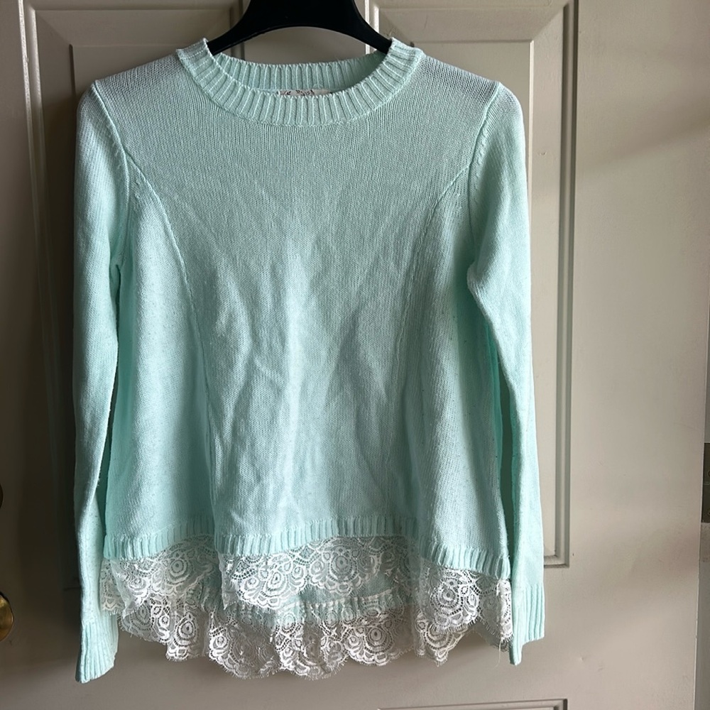Mint Green Sweater with Lace